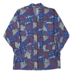 Womens Blue Purple Polyester Blend Printed Jacket XL Zip Lightweight Patterned