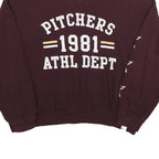 PULL & BEAR Womens Maroon V-Neck Pitchers 1981 Athletic Dept Sweatshirt M Casual