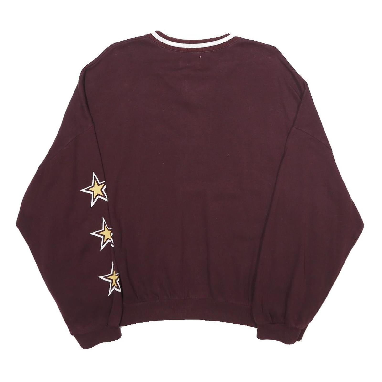 PULL & BEAR Womens Maroon V-Neck Pitchers 1981 Athletic Dept Sweatshirt M Casual