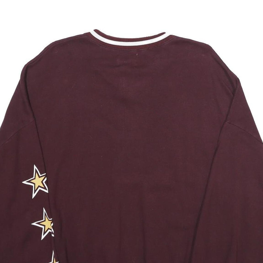 PULL & BEAR Womens Maroon V-Neck Pitchers 1981 Athletic Dept Sweatshirt M Casual