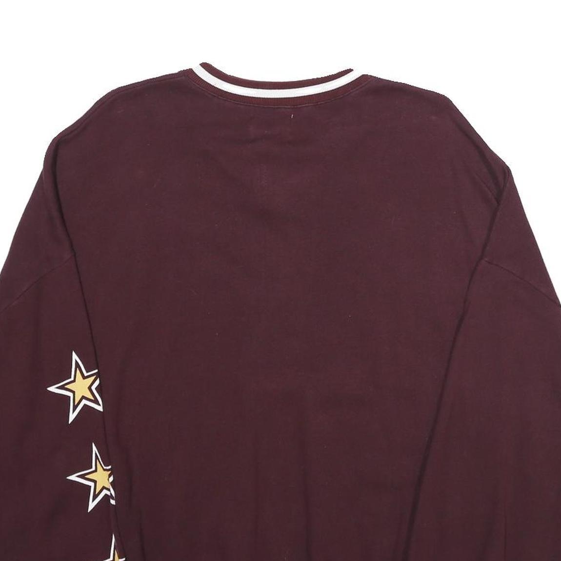 PULL & BEAR Womens Maroon V-Neck Pitchers 1981 Athletic Dept Sweatshirt M Casual