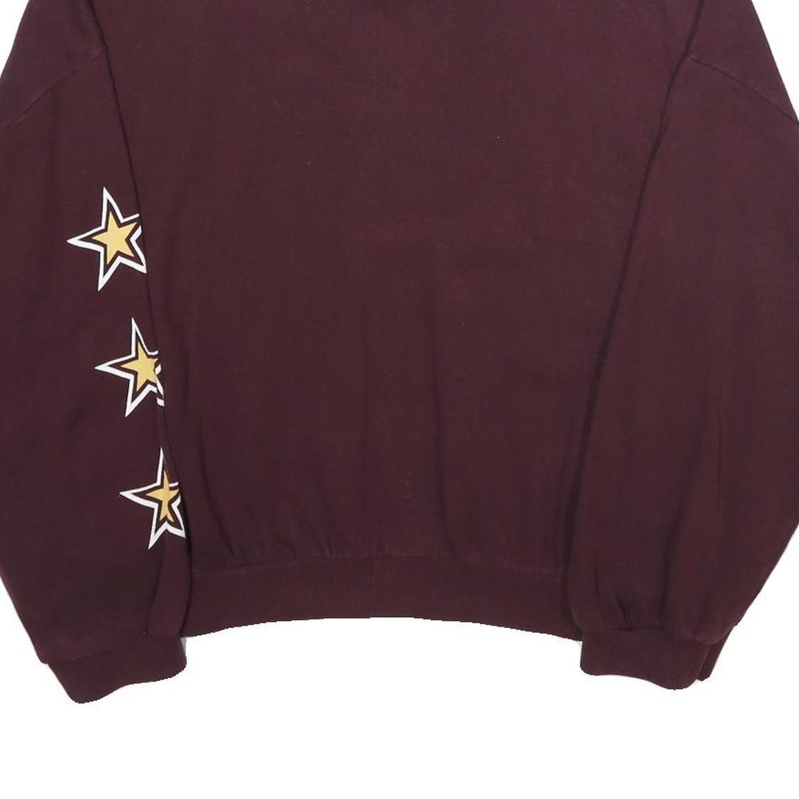 PULL & BEAR Womens Maroon V-Neck Pitchers 1981 Athletic Dept Sweatshirt M Casual