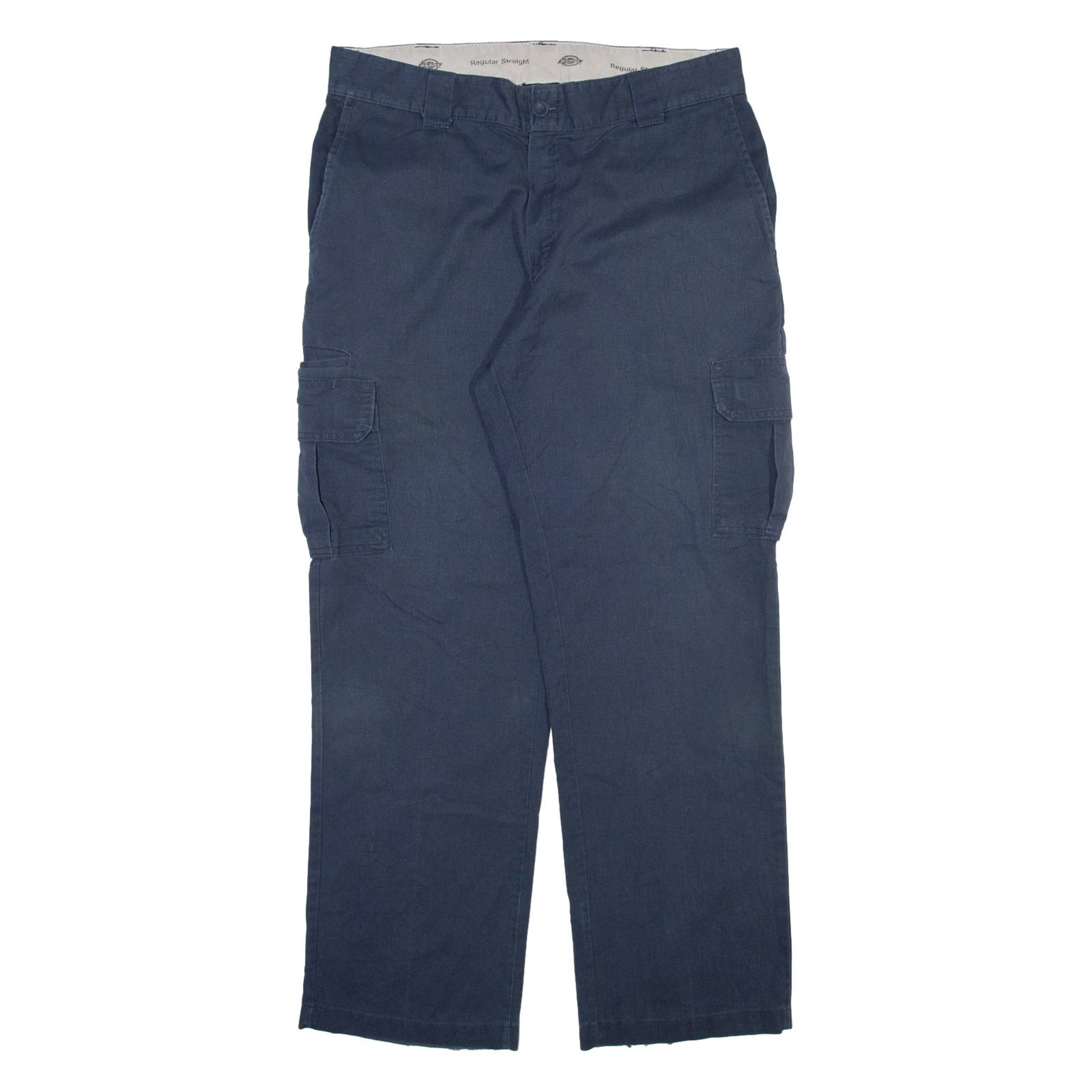 DICKIES Cargo Mens Trousers Blue Relaxed Straight W36 L32