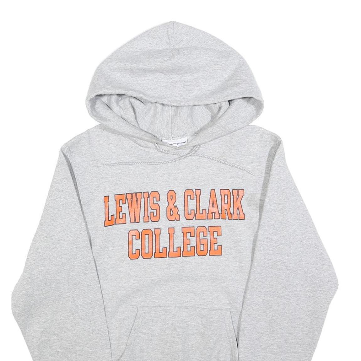 CHAMPION Mens Grey Lewis & Clark College Pullover Hoodie XS Cotton Blend