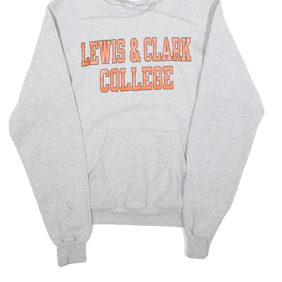 CHAMPION Mens Grey Lewis & Clark College Pullover Hoodie XS Cotton Blend
