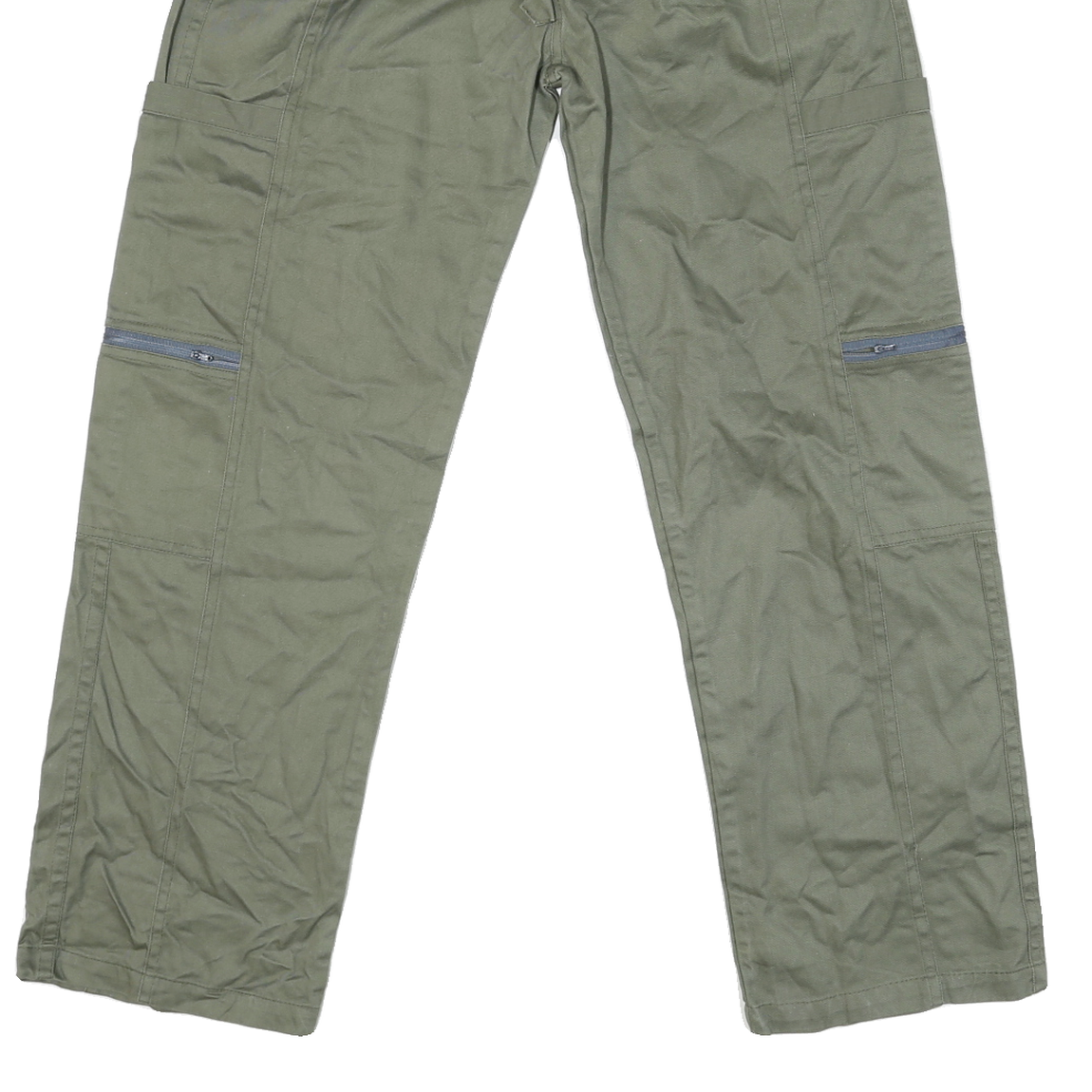 Mens Regular Fit Cotton Blend Olive Green Trousers W28 L28 Drawstring Casual