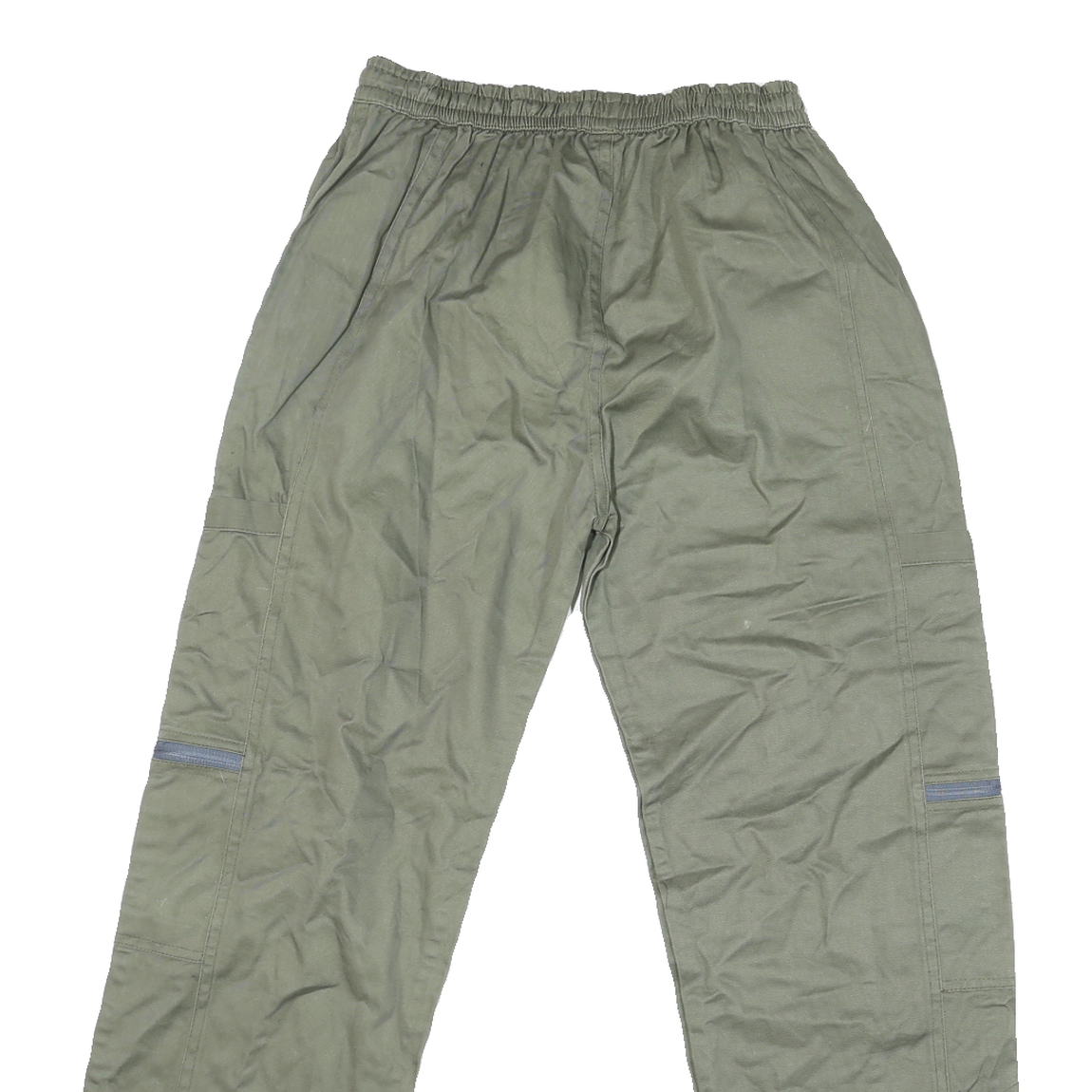 Mens Regular Fit Cotton Blend Olive Green Trousers W28 L28 Drawstring Casual