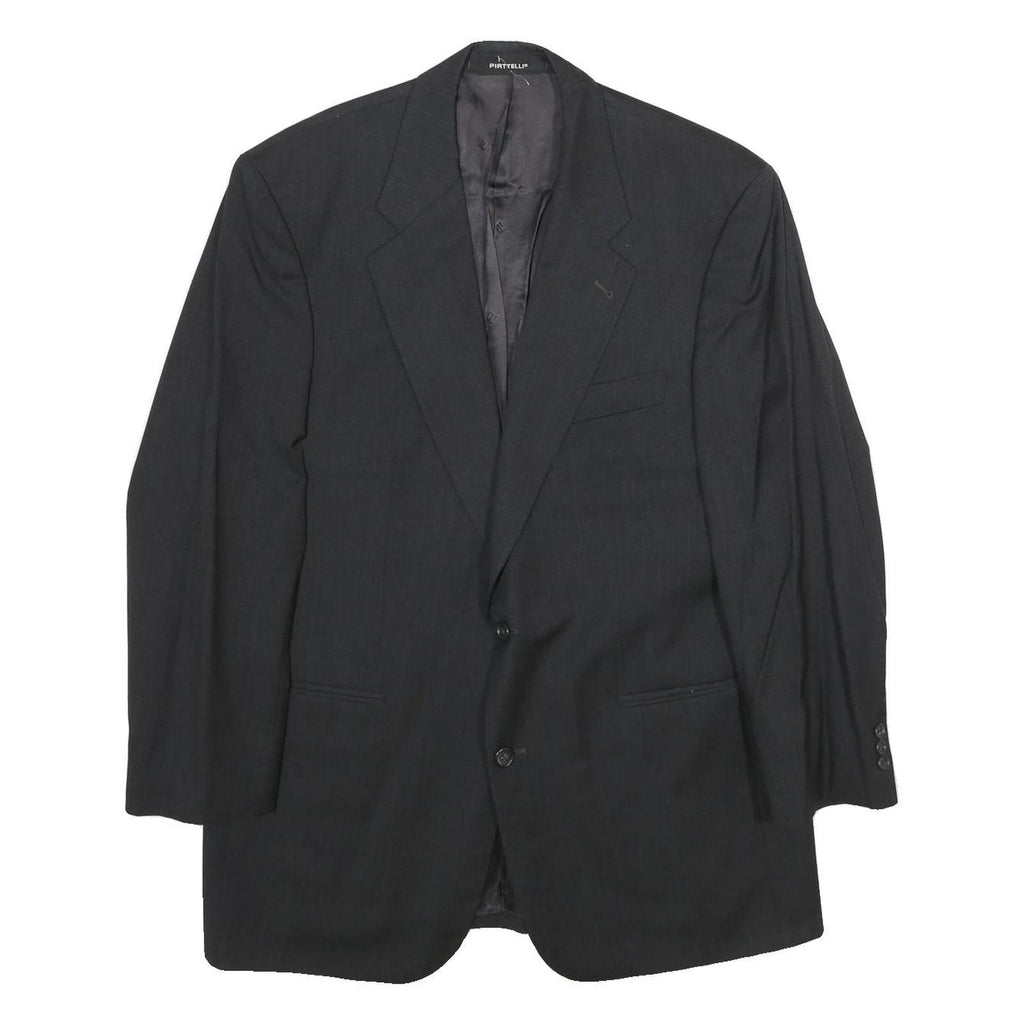 PIATTELLI Mens Black Wool Tailored Jacket XL Button Classic Formal Blazer