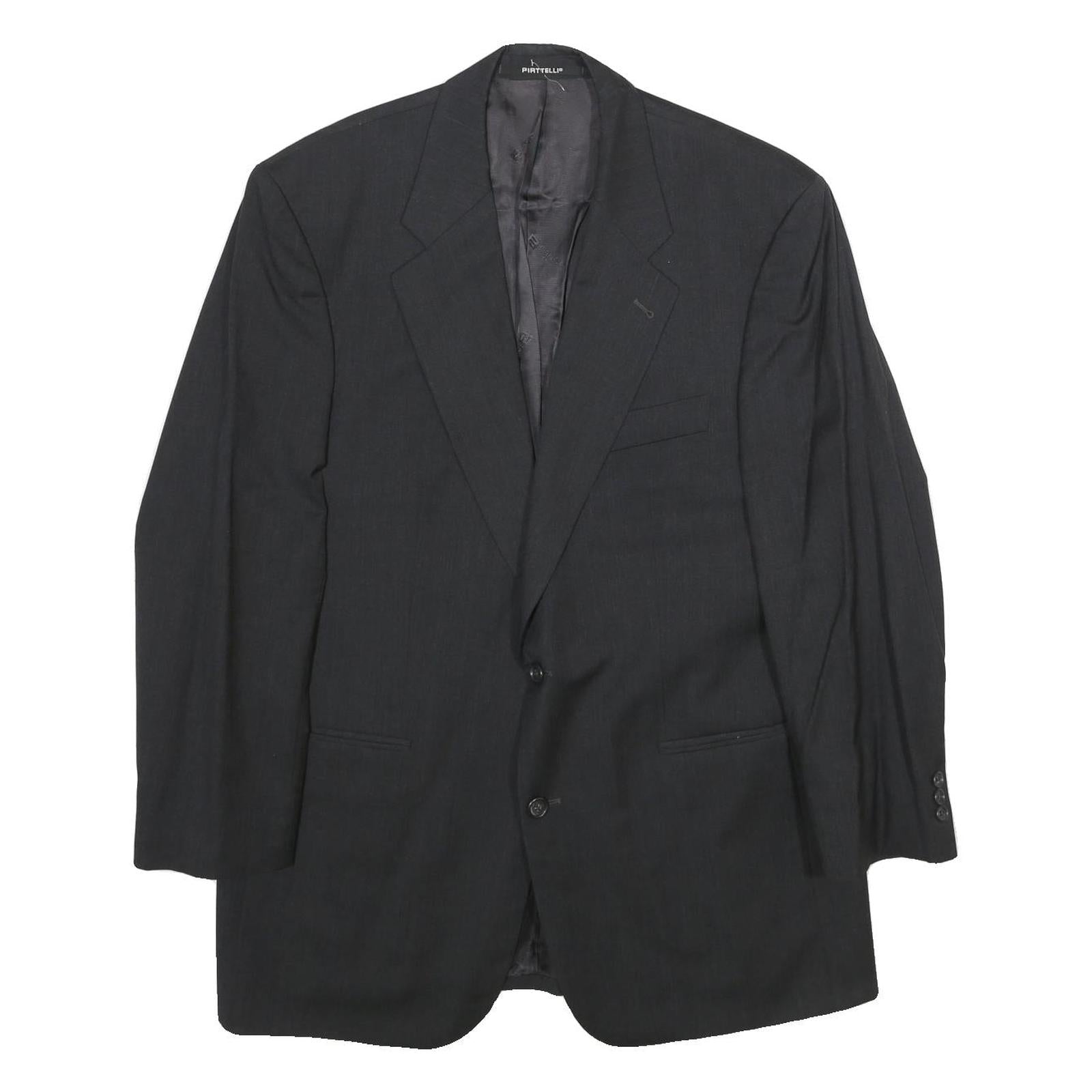 PIATTELLI Mens Black Wool Tailored Jacket XL Button Classic Formal Blazer