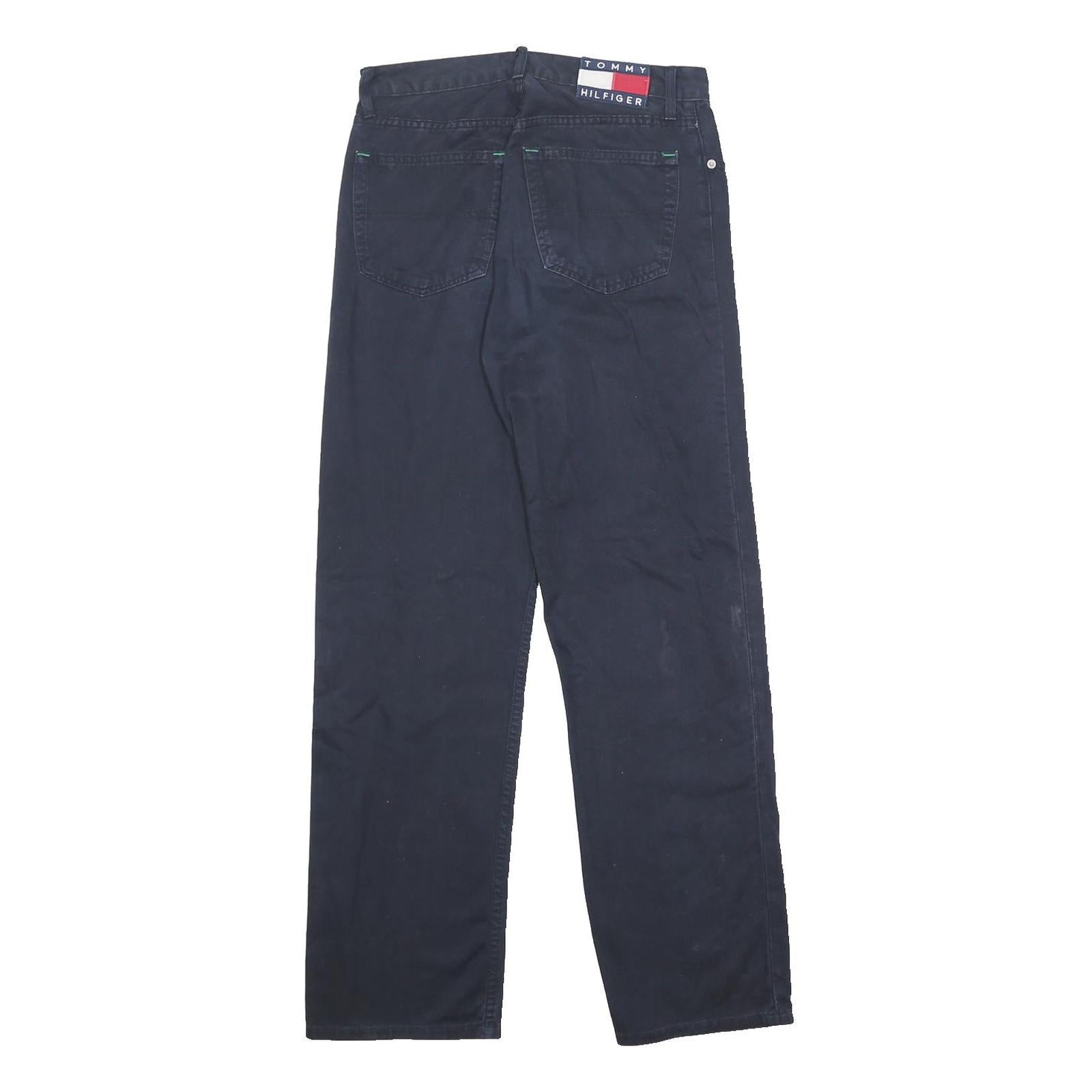 TOMMY JEANS Mens Cotton Navy Blue Regular Fit Straight Leg Trousers W30 L31