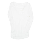 Sheer Beach Overlay Womens Top White V-Neck Long Sleeve M