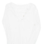 Sheer Beach Overlay Womens Top White V-Neck Long Sleeve M