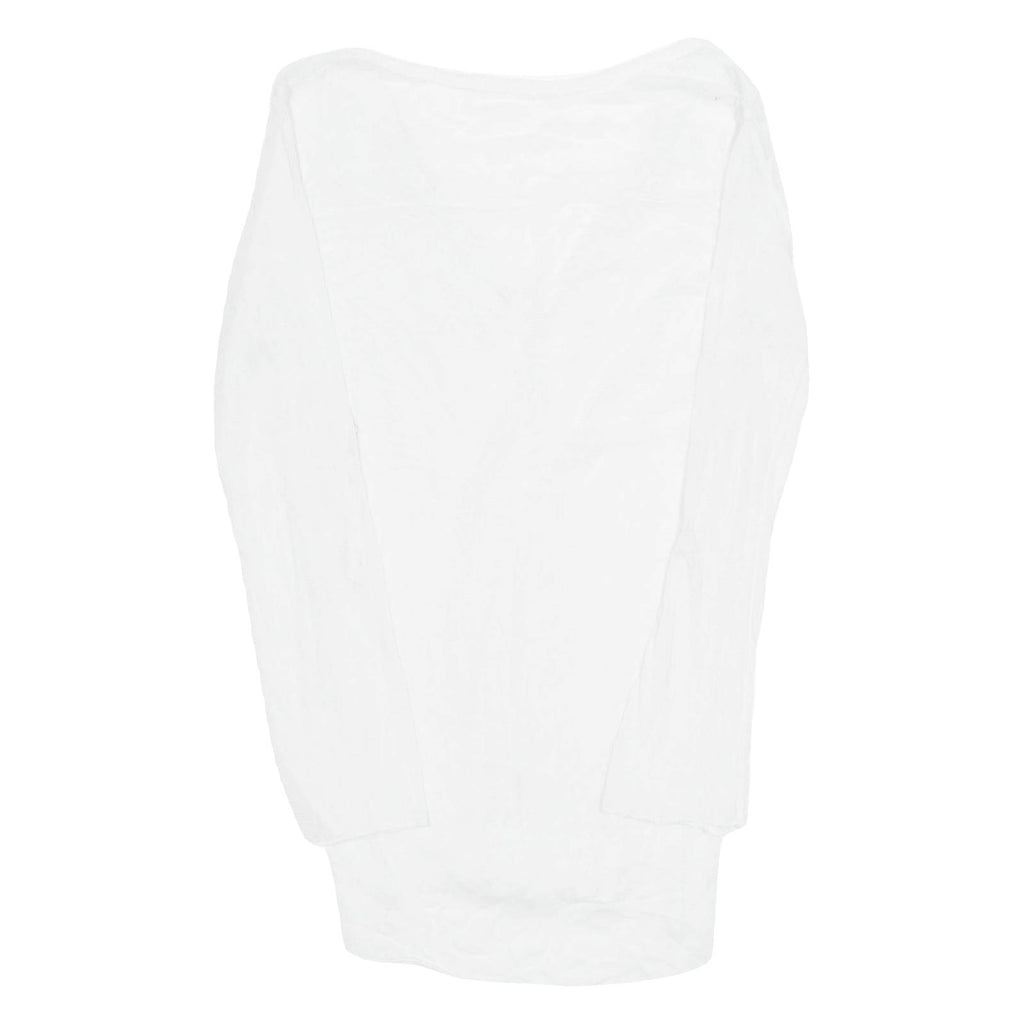 Sheer Beach Overlay Womens Top White V-Neck Long Sleeve M