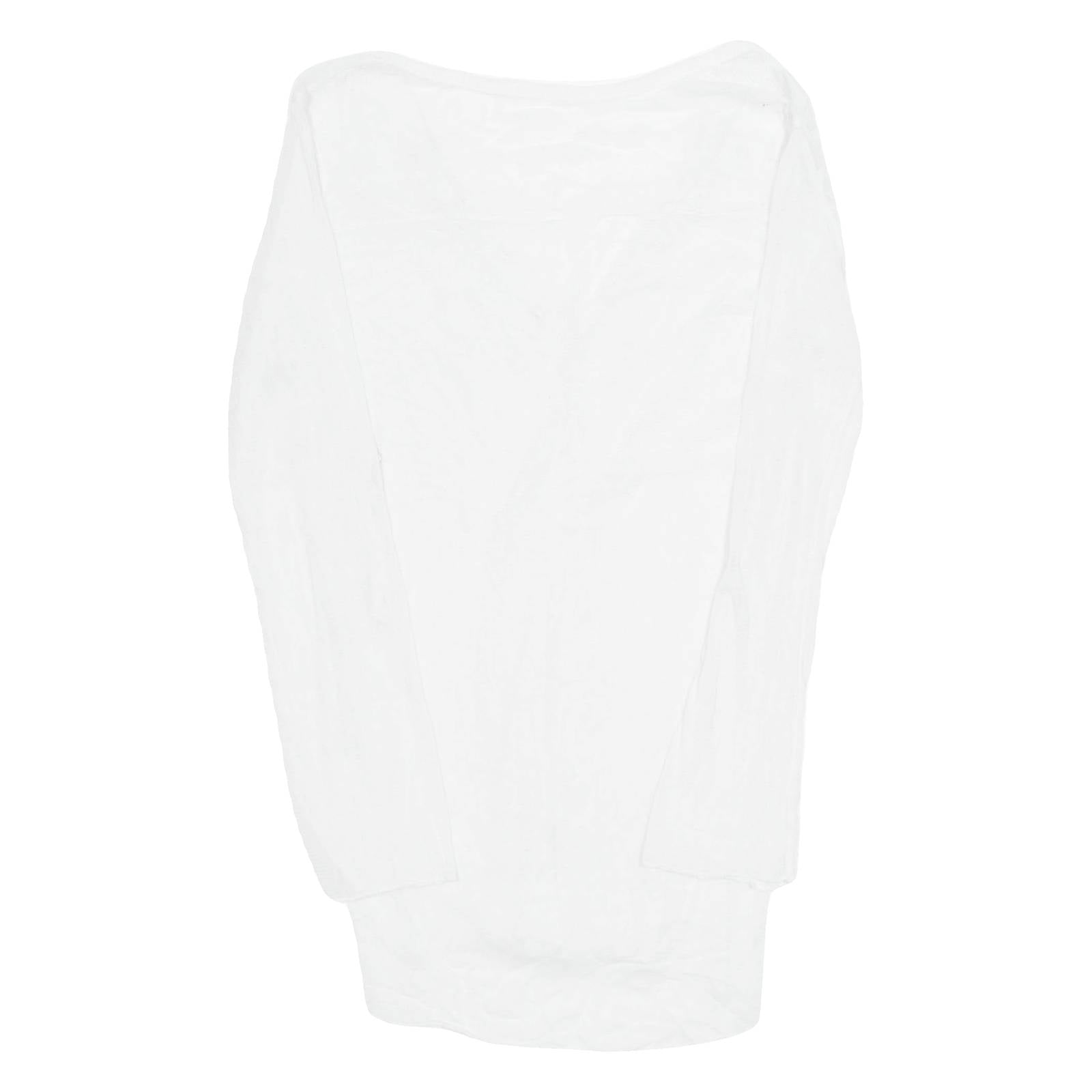 Sheer Beach Overlay Womens Top White V-Neck Long Sleeve M