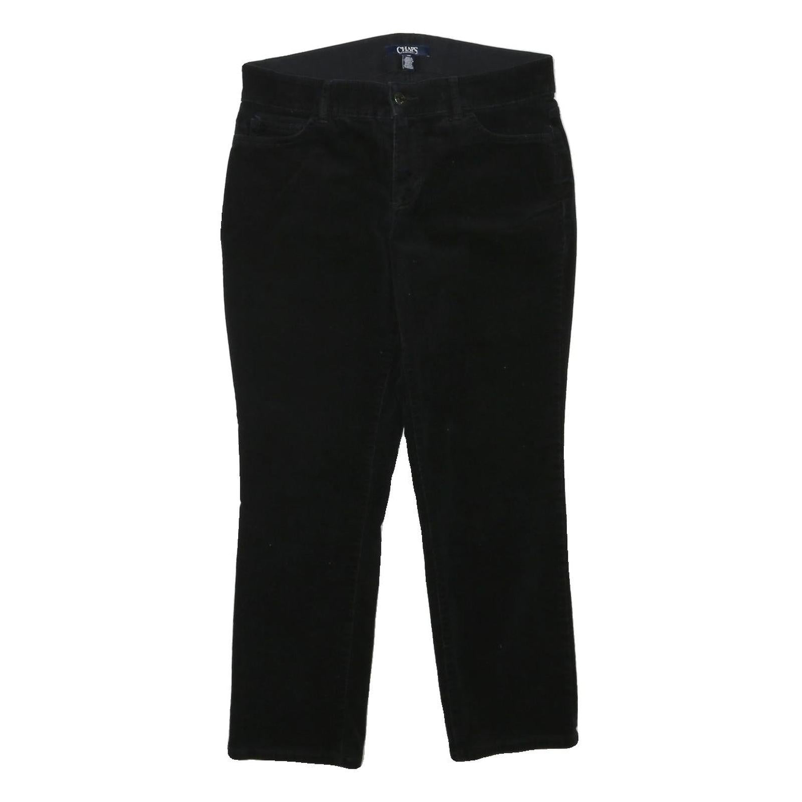 CHAPS Womens Cotton Blend Black Slim Tapered Trousers W30 L26