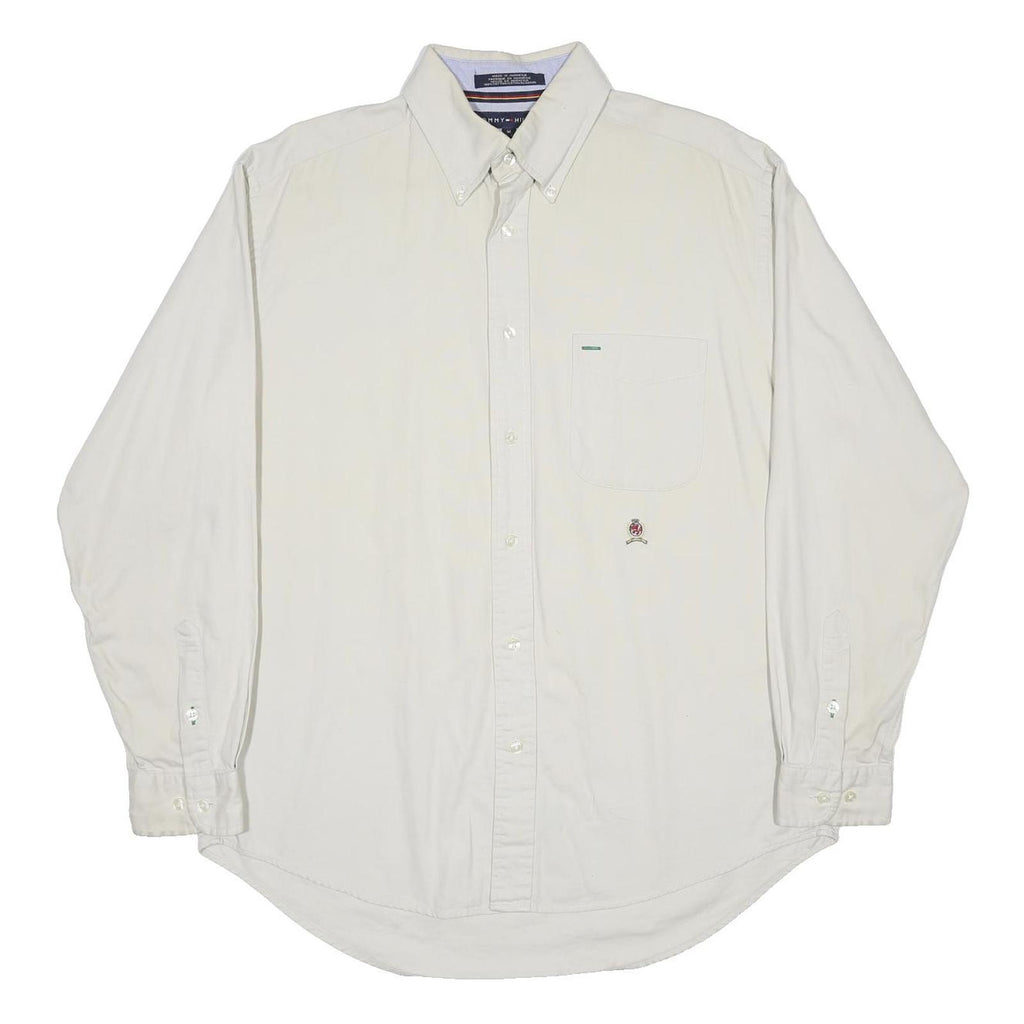 TOMMY HILFIGER Mens White Shirt M Button Down Collar Long Sleeve Classic Fit