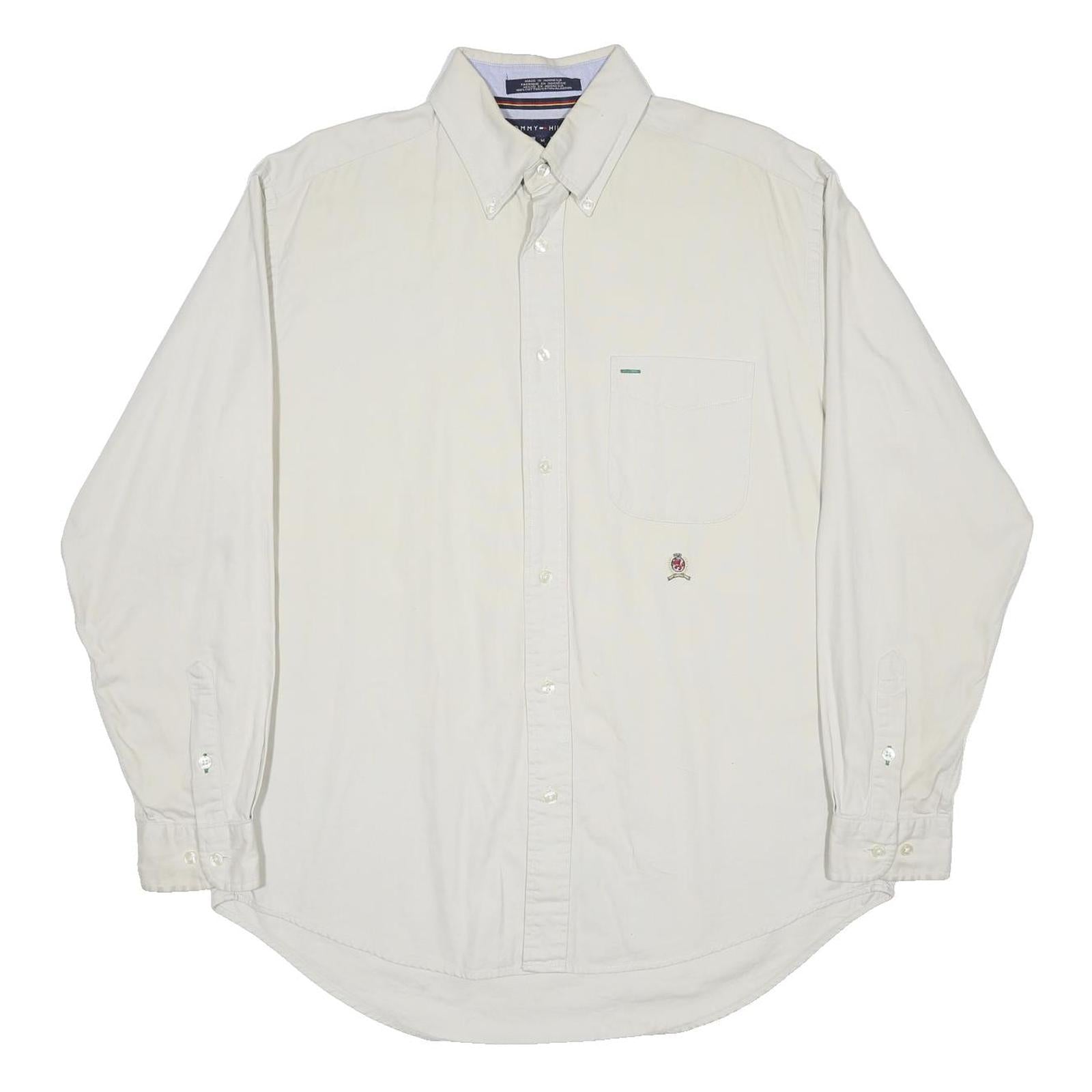 TOMMY HILFIGER Mens White Shirt M Button Down Collar Long Sleeve Classic Fit