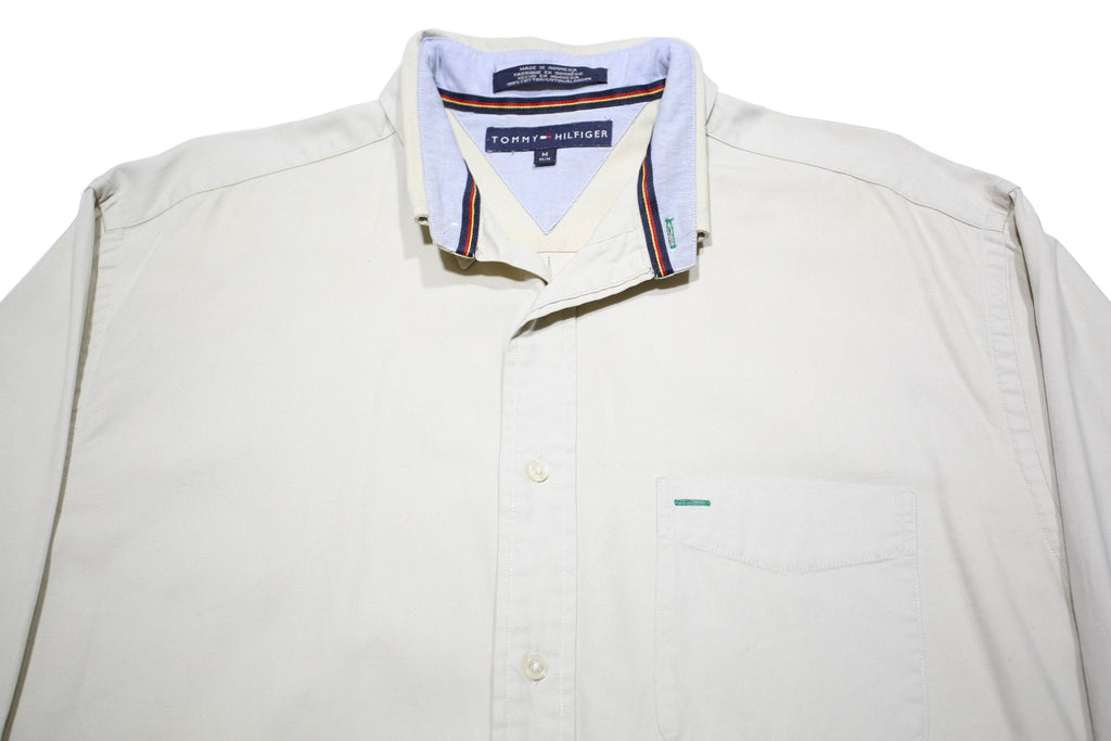 TOMMY HILFIGER Mens White Shirt M Button Down Collar Long Sleeve Classic Fit