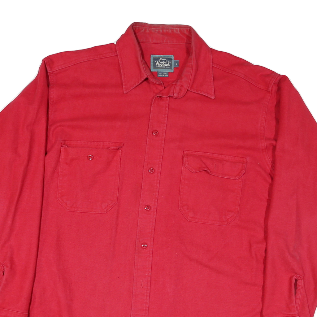 WOOLRICH Mens Red Cotton Blend Shirt XL Casual Button Up Pocketed