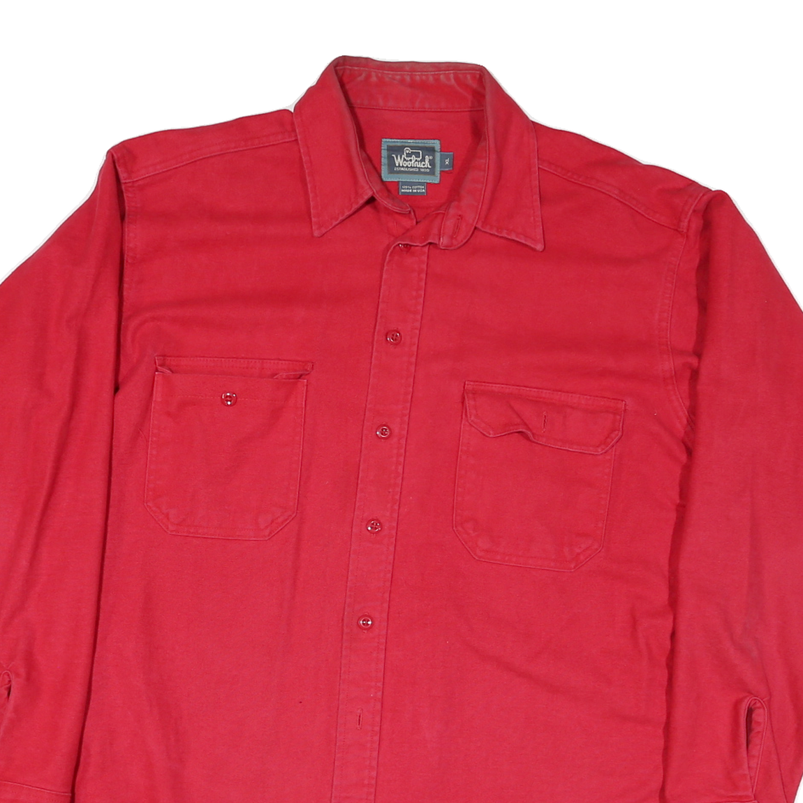 WOOLRICH Mens Red Cotton Blend Shirt XL Casual Button Up Pocketed