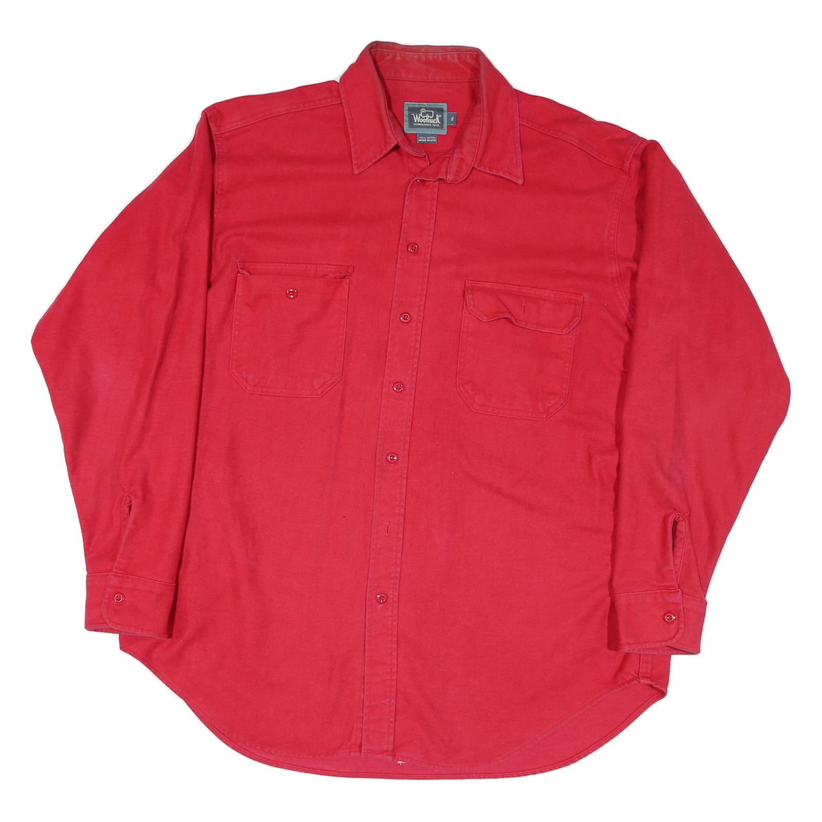 WOOLRICH Mens Red Cotton Blend Shirt XL Casual Button Up Pocketed