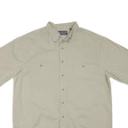 ROUNDTREE AND YORKE Mens Beige Short Sleeve Cotton Blend Shirt L Casual Button