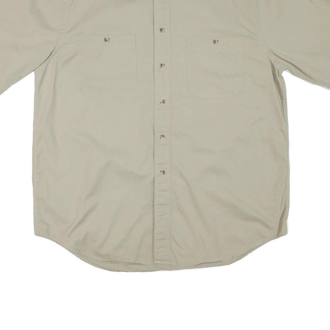 ROUNDTREE AND YORKE Mens Beige Short Sleeve Cotton Blend Shirt L Casual Button