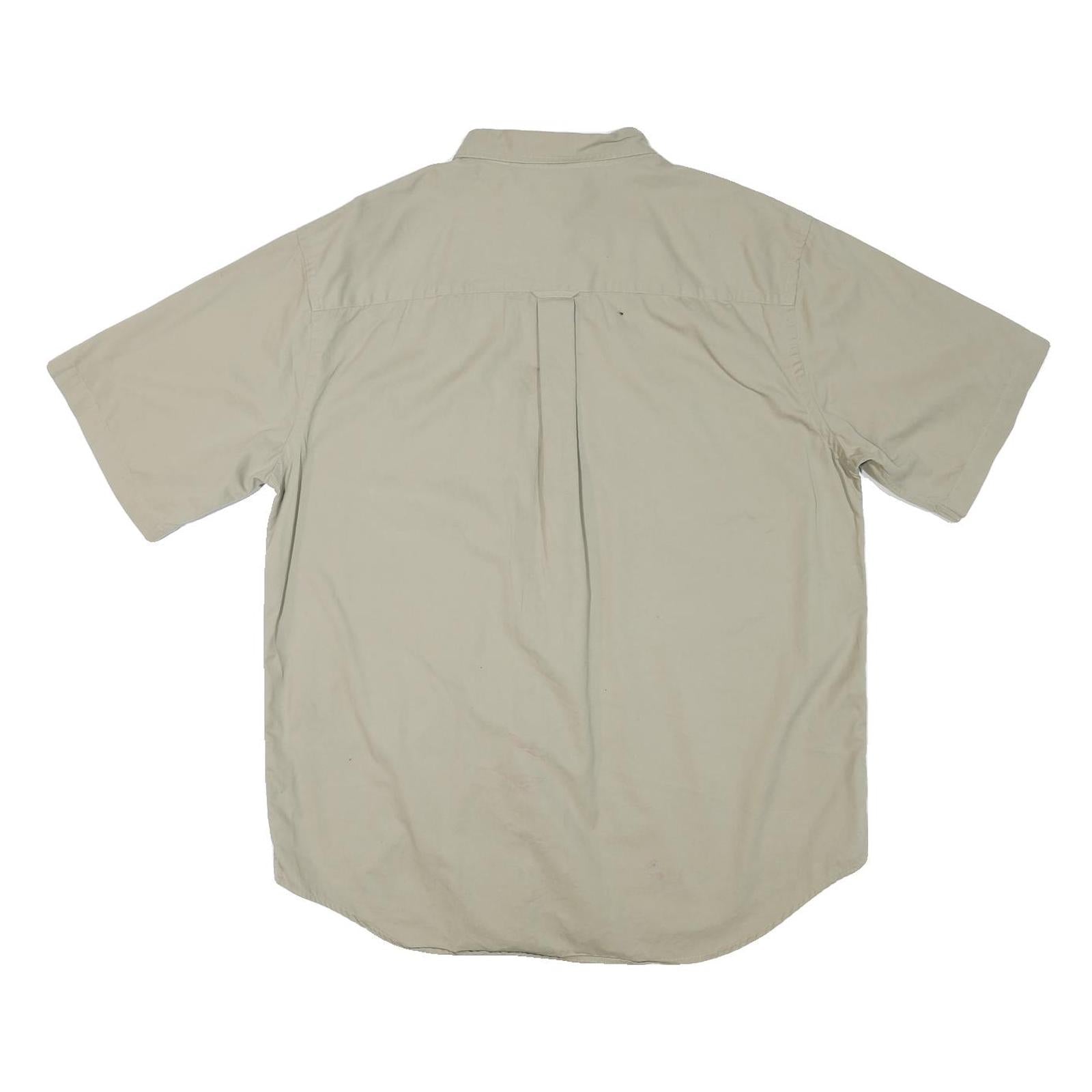 ROUNDTREE AND YORKE Mens Beige Short Sleeve Cotton Blend Shirt L Casual Button