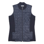 ANNA ROSE Womens Navy Quilted Acrylic Jacket S Zip Pockets Sleeveless Stylish