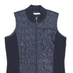 ANNA ROSE Womens Navy Quilted Acrylic Jacket S Zip Pockets Sleeveless Stylish