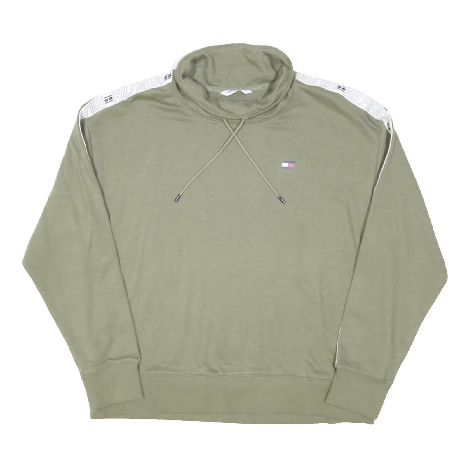 TOMMY HILFIGER Womens Green Crew Neck L Cotton Blend Sweatshirt Casual Pullover