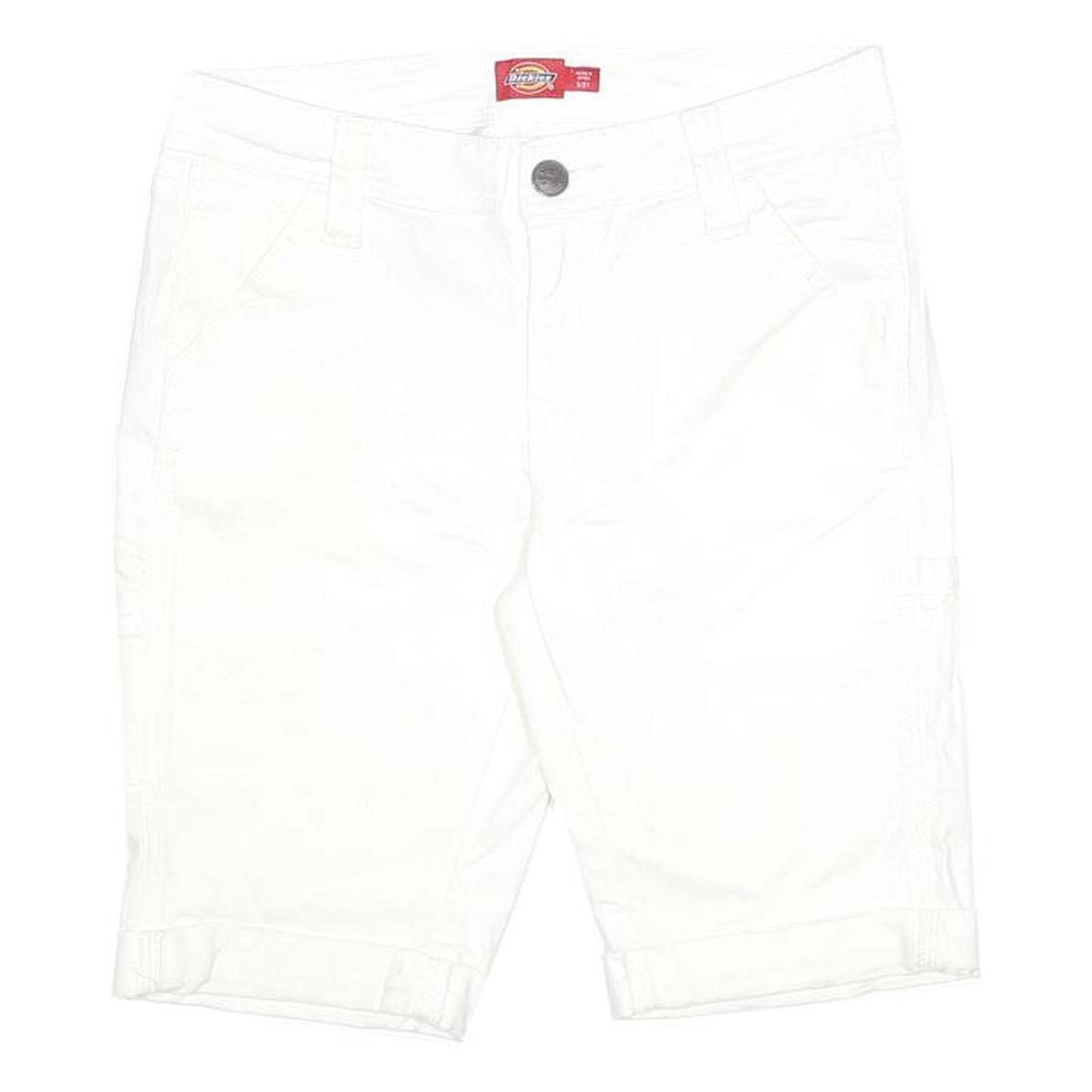 DICKIES Womens White Casual Cotton Blend Cargo Shorts S W27 Workwear