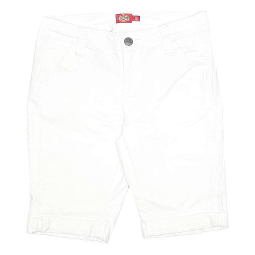 DICKIES Womens White Casual Cotton Blend Cargo Shorts S W27 Workwear