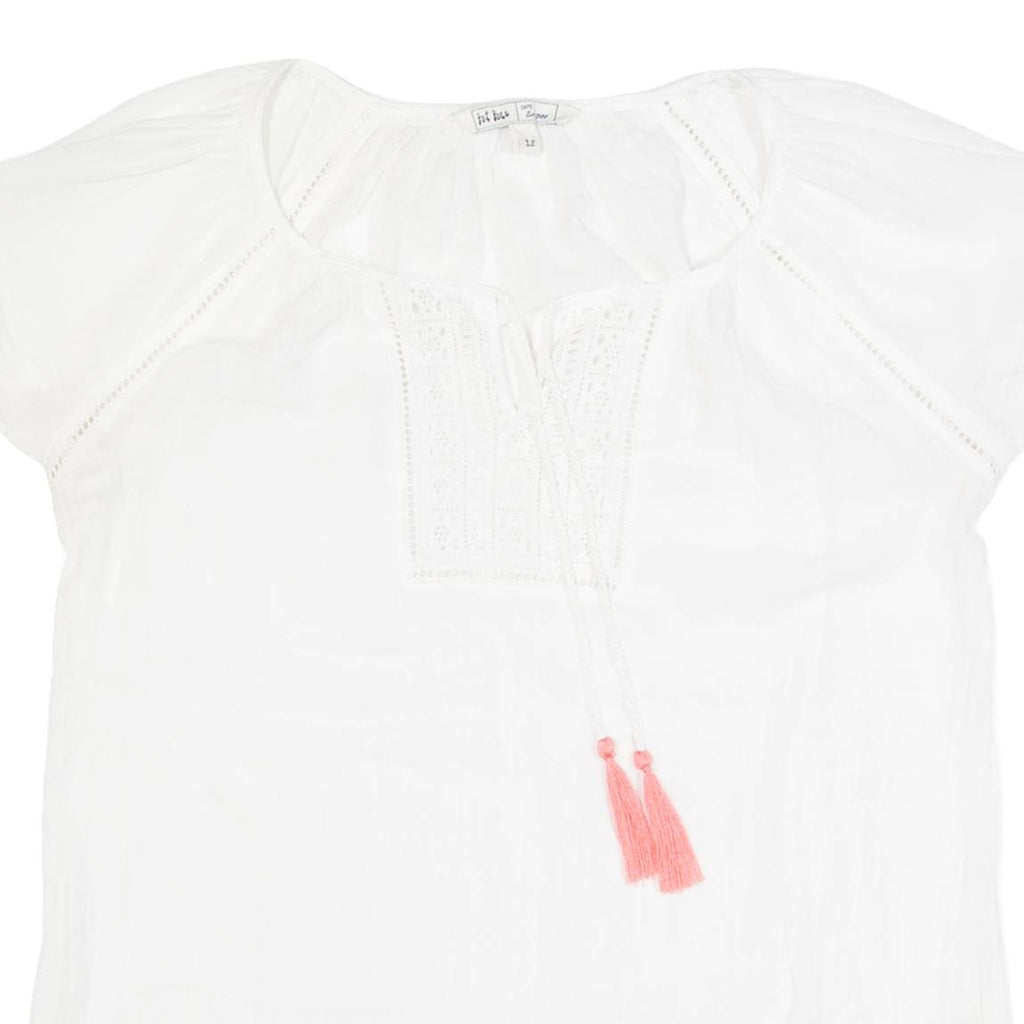 FAT FACE Womens Top White V-Neck UK 12
