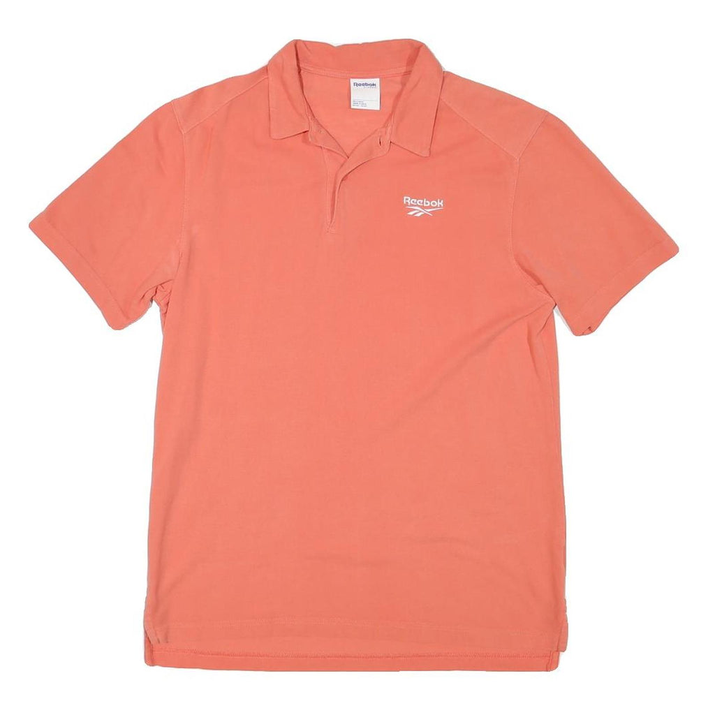 REEBOK Mens Coral Orange Polo Shirt M Cotton Blend Short Sleeve Plain Casual