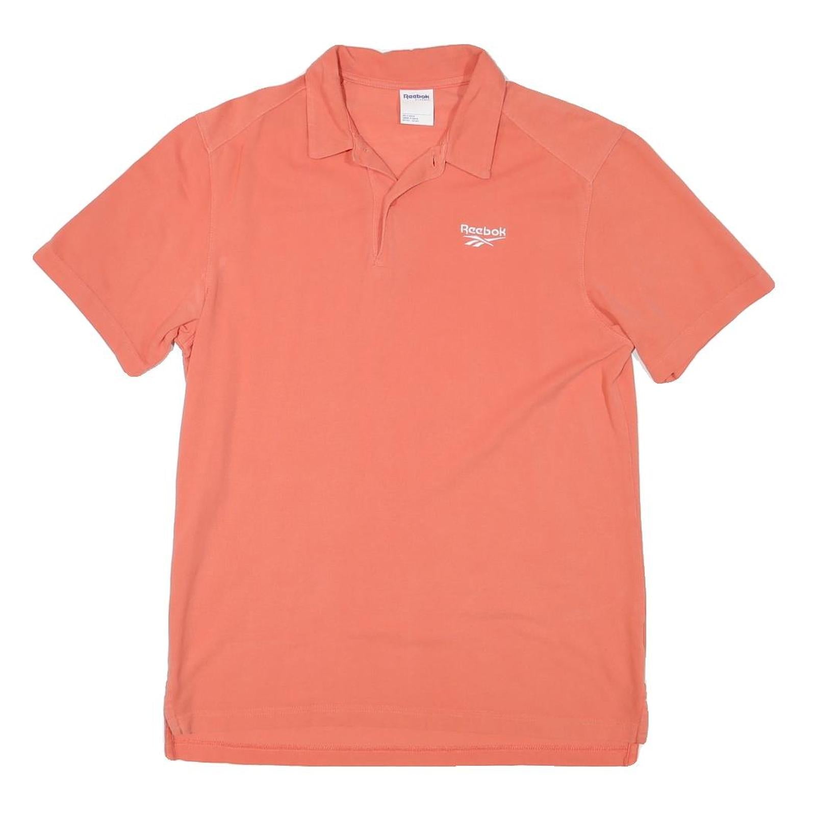 REEBOK Mens Coral Orange Polo Shirt M Cotton Blend Short Sleeve Plain Casual