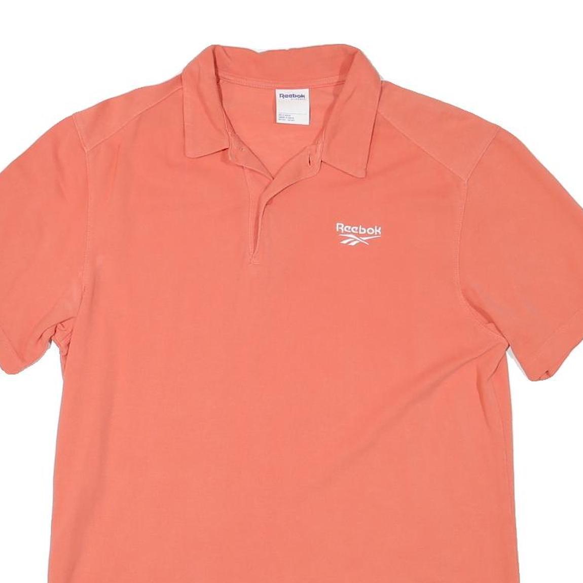 REEBOK Mens Coral Orange Polo Shirt M Cotton Blend Short Sleeve Plain Casual