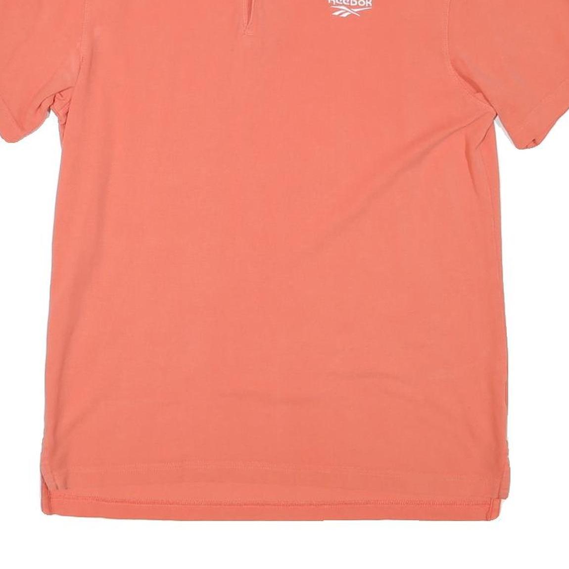 REEBOK Mens Coral Orange Polo Shirt M Cotton Blend Short Sleeve Plain Casual