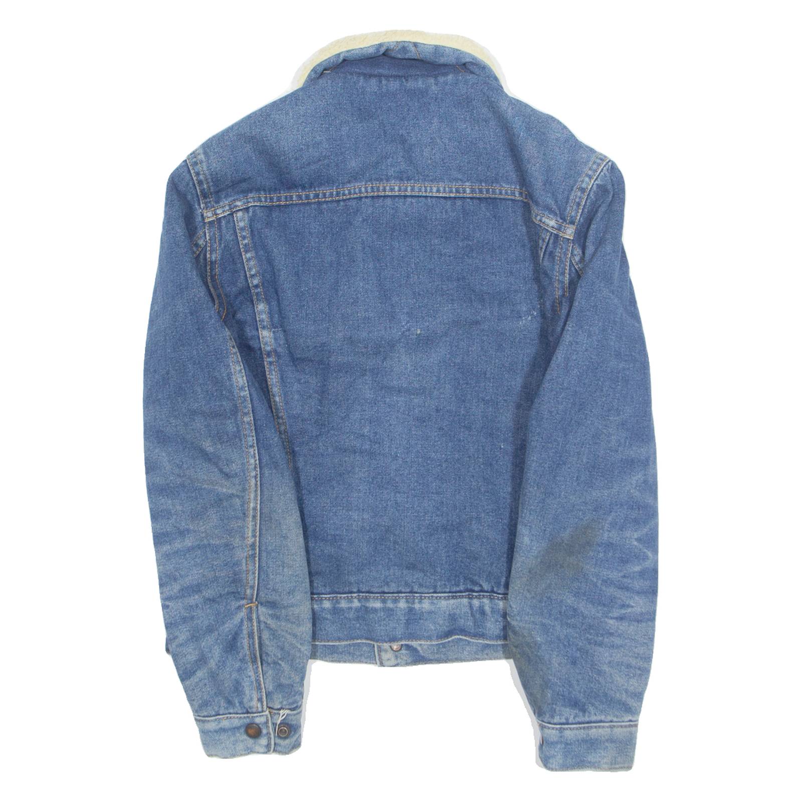 SANTEE STREET Mens Sherpa Lined Denim Jacket Blue 90s S