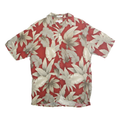 PIERRE CARDIN Mens Red & Beige Hawaiian Shirt M Rayon Short Sleeve Casual
