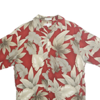 PIERRE CARDIN Mens Red & Beige Hawaiian Shirt M Rayon Short Sleeve Casual