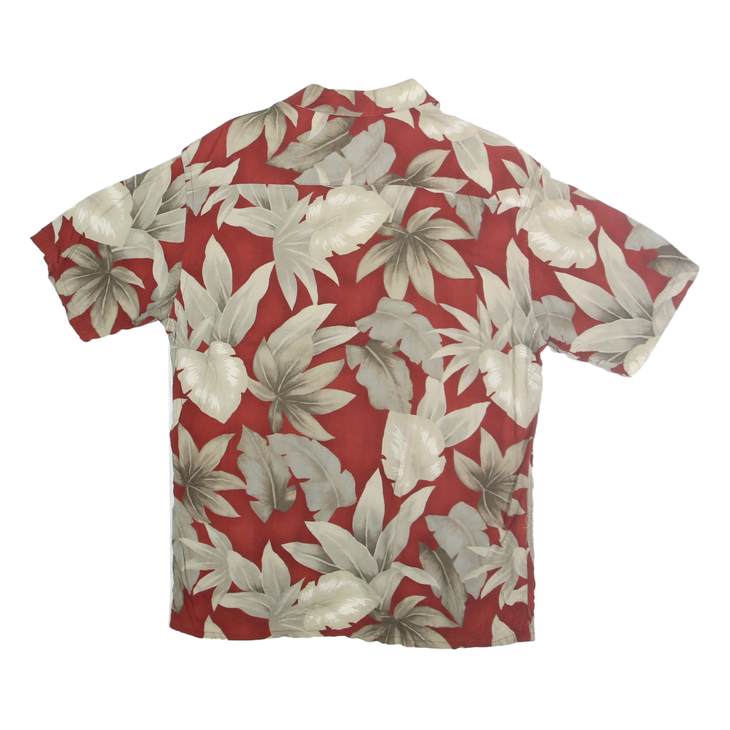 PIERRE CARDIN Mens Red & Beige Hawaiian Shirt M Rayon Short Sleeve Casual