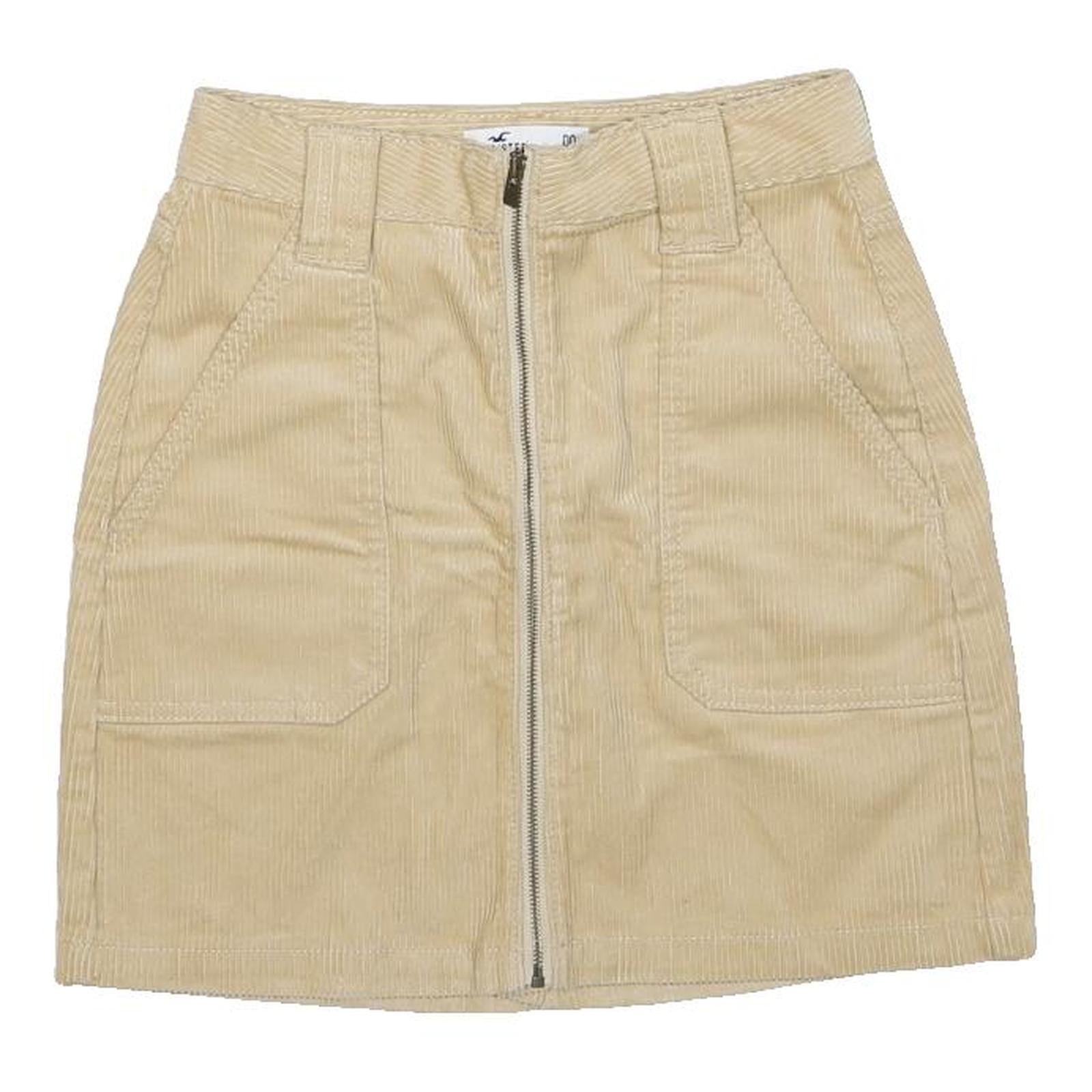 HOLLISTER Womens Beige Cotton Mini Skirt Zip Front Pockets Casual Summer