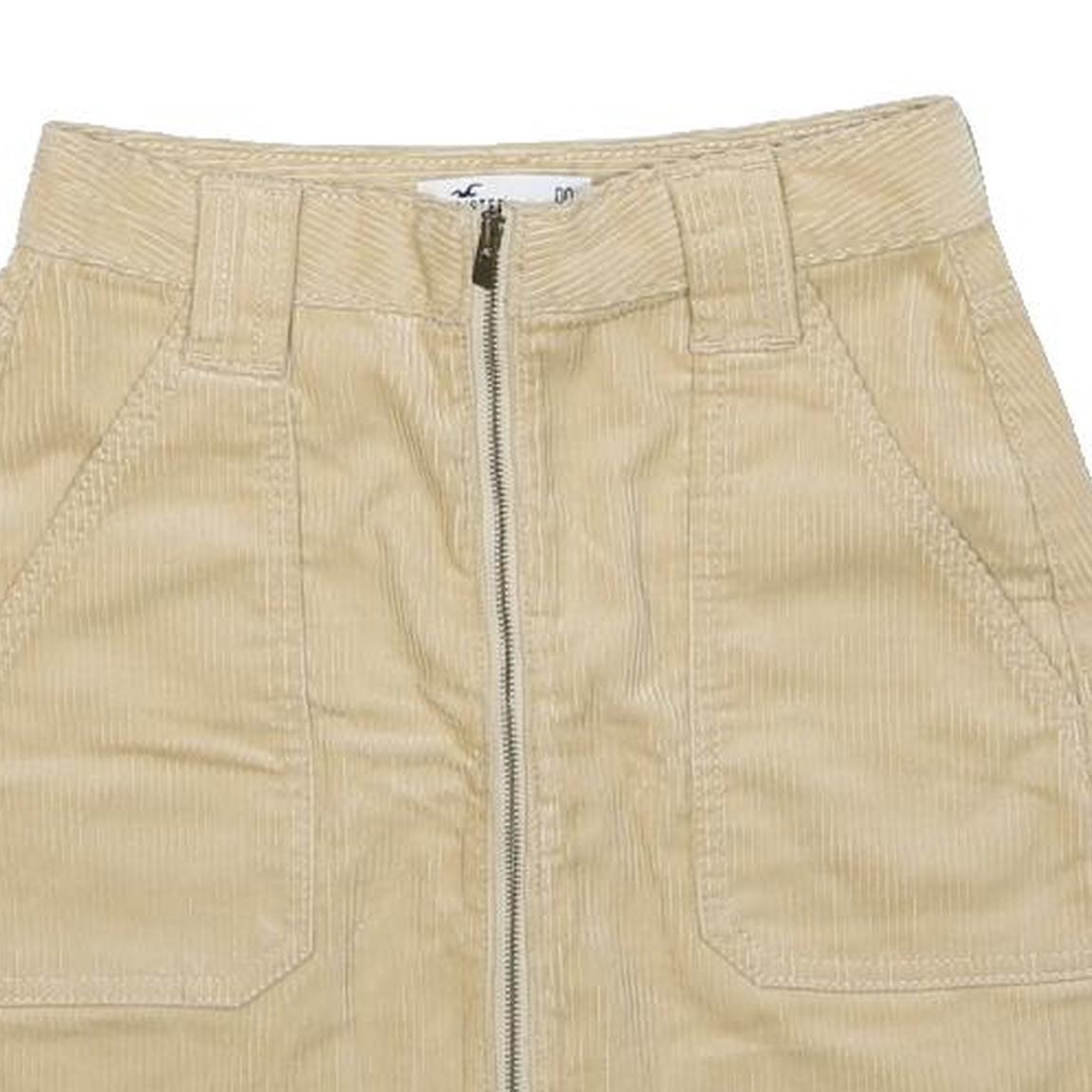 HOLLISTER Womens Beige Cotton Mini Skirt Zip Front Pockets Casual Summer