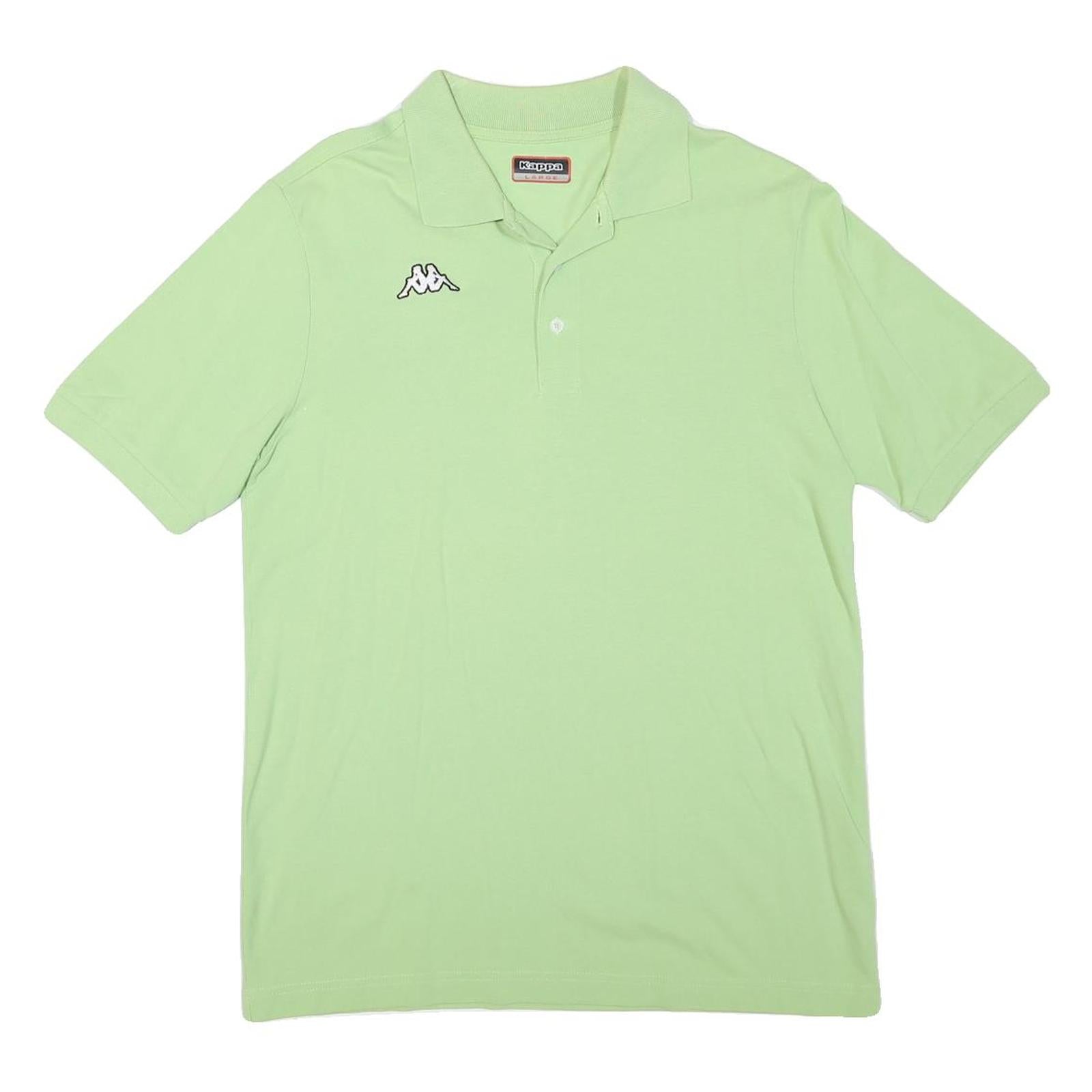 KAPPA Mens Light Green Short Sleeve Plain Polo Shirt L Logo Cotton Blend