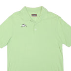 KAPPA Mens Light Green Short Sleeve Plain Polo Shirt L Logo Cotton Blend
