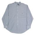 NAUTICA Mens Blue & White Check Shirt XL Cotton Blend Long Sleeve Button Down