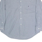 NAUTICA Mens Blue & White Check Shirt XL Cotton Blend Long Sleeve Button Down
