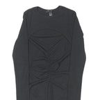 NEW LOOK Bodysuit Womens Black Top Long Sleeve Round Neck Ruched UK 8