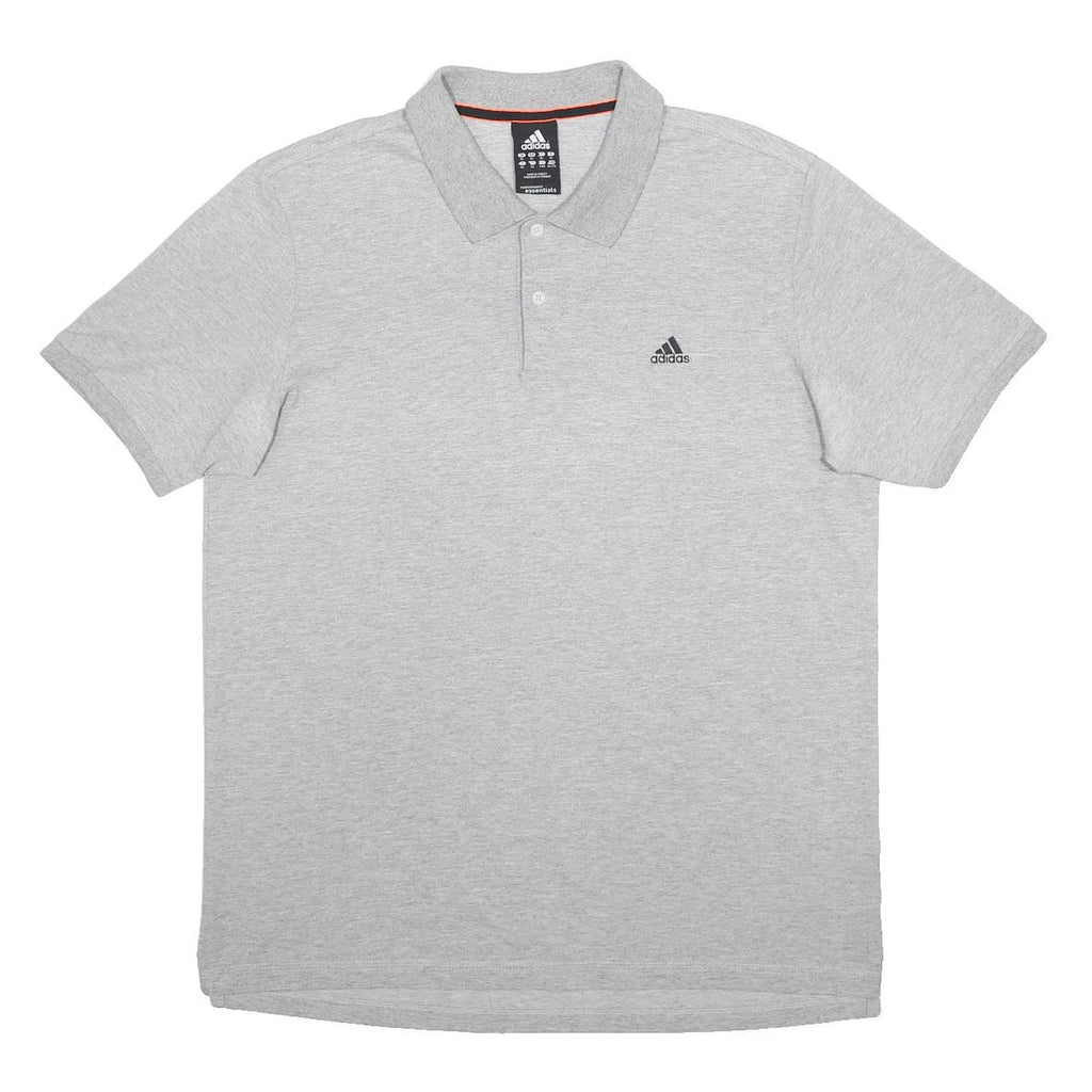 ADIDAS Mens Grey Short Sleeve Plain Polo Shirt XL Cotton Blend Casual Sportswear